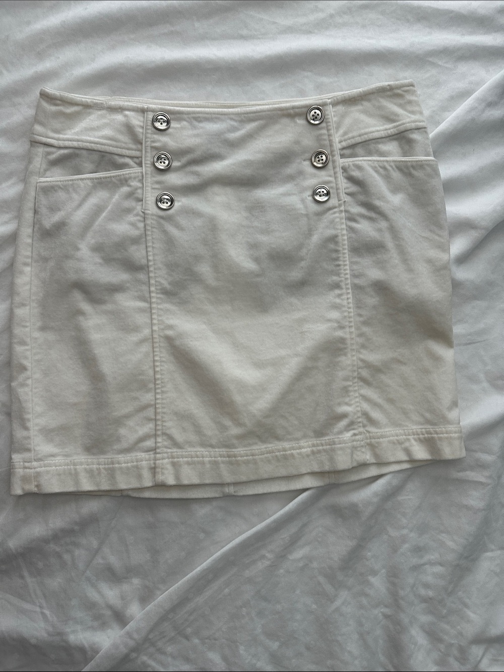 White House Black Market White Button-Front Mini Skirt